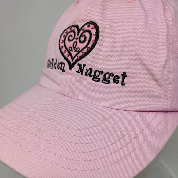 Golden Nugget Slideback Hat Pink OSFA Adjustable Embroidered Rhinestone - Picture 4 of 11